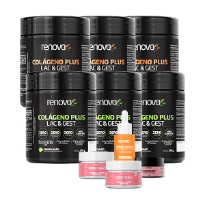 6 Potes Colágeno Lac & Gest + 2 Cremes Faciais + 1 Hid. Labial + 1 Sérum