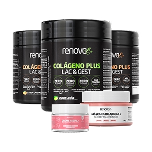 3 Potes Colágeno Lac & Gest + 1 Creme Resveratrol + 1 Máscara de Argila Rosa