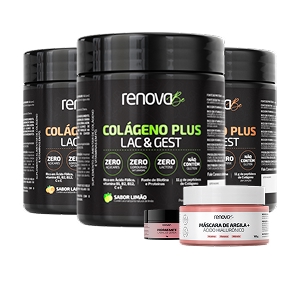 3 Potes Colágeno Lac & Gest + 1 Hid. Labial + 1 Máscara de Argila Rosa