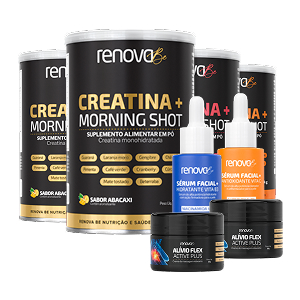 4 Potes Creatina Morning Shot + 2 Balm de Dores + 2 Séruns Faciais