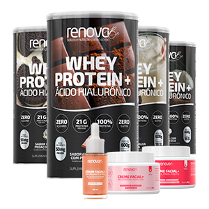 4 potes Whey Protein + produtos - Renova Be